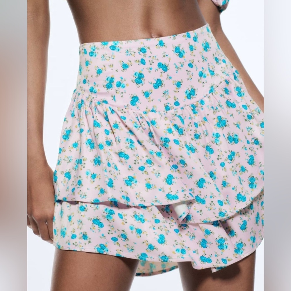 Zara Lilac Floral Tiered Skort Girlhoodcore